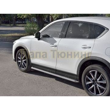 Пороги с площадкой алюминиевый лист d42 вариант 2 РусСталь для Mazda CX-5 2017-