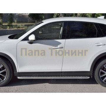 Пороги с площадкой алюминиевый лист d42 вариант 2 РусСталь для Mazda CX-5 2017-