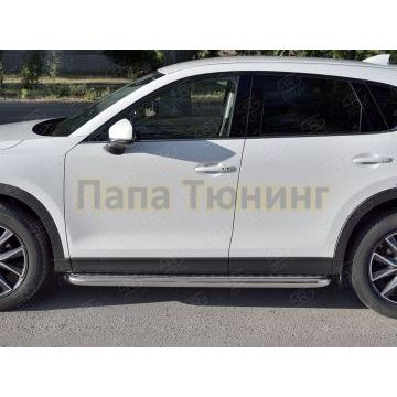 Пороги с площадкой алюминиевый лист d57 вариант 2 РусСталь для Mazda CX-5 2017-