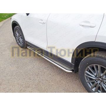 Пороги с площадкой нержавеющий лист 42 мм ТСС для Mazda CX-5 2017-