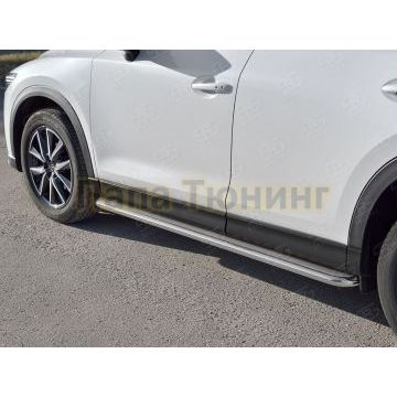 Пороги с площадкой нержавеющий лист 42 мм РусСталь для Mazda CX-5 2017-