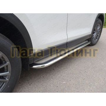Пороги с площадкой нержавеющий лист 60 мм ТСС для Mazda CX-5 2017-