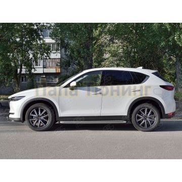 Пороги с площадкой нержавеющий лист 63 мм РусСталь для Mazda CX-5 2017-