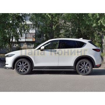 Пороги труба овальная с проступью 120x60 мм РусСталь для Mazda CX-5 2017-