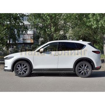 Пороги труба овальная с проступью 75х42 мм РусСталь для Mazda CX-5 2017-