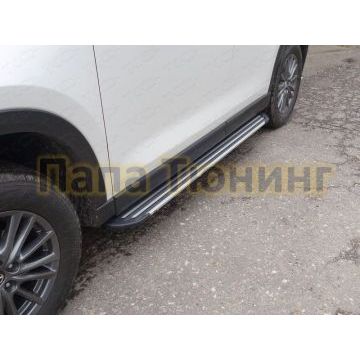 Пороги алюминиевые Slim Line Silver ТСС для Mazda CX-5 2017-