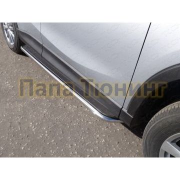 Пороги с площадкой нержавеющий лист 42 мм ТСС для Mazda CX-5 2015-2017