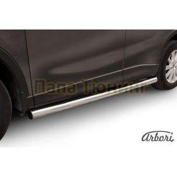 Защита штатных порогов труба 76 мм Slitkoff для Mazda CX-5 2011-