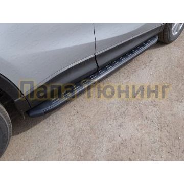 Пороги алюминиевые ТСС с накладкой чёрные для Mazda CX-5 2015-2017 Пороги алюминиевые ТСС с накладкой чёрные для Mazda CX-5 2015-2017