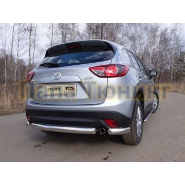 Защита заднего бампера уголки 75х42 мм ТСС для Mazda CX-5 2015-2017