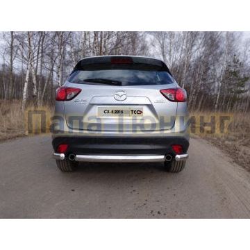 Защита заднего бампера овальная короткая 75х42 мм ТСС для Mazda CX-5 2015-2017
