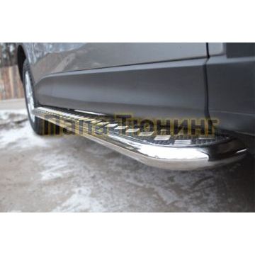 Пороги с площадкой алюминиевый лист d42 РусСталь для Mazda CX-5 2011-2015