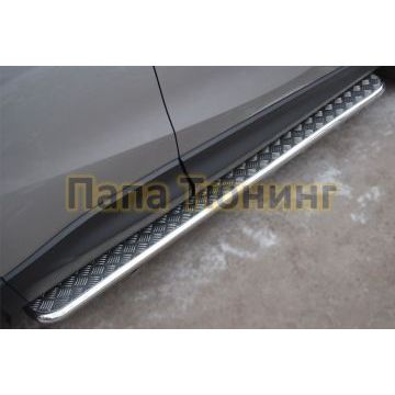 Пороги с площадкой алюминиевый лист d42 РусСталь для Mazda CX-5 2011-2015