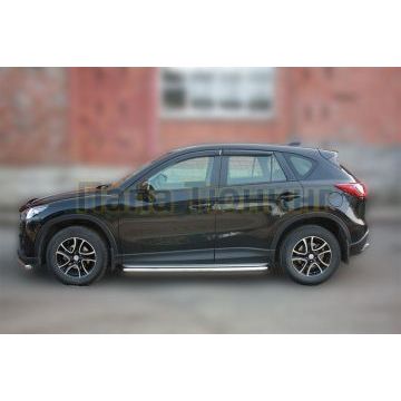 Пороги с площадкой алюминиевый лист 60 мм ALFeco для Mazda CX-5 2011-2017