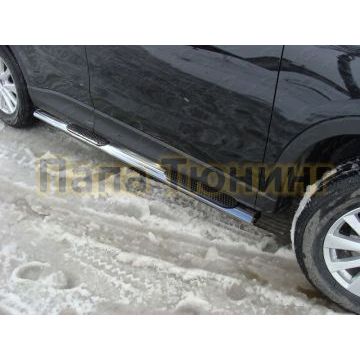 Пороги труба овальная с накладками 75х42 мм ТСС для Mazda CX-5 2011-2015 Пороги труба овальная с накладками 75х42 мм ТСС для Mazda CX-5 2011-2015