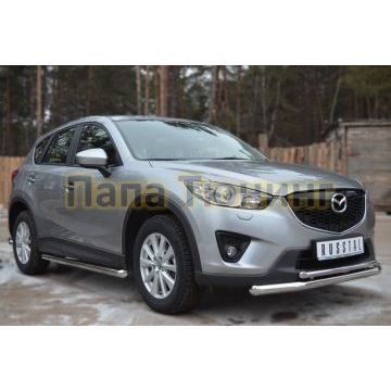 Защита штатных порогов d57 вариант 1 РусСталь для Mazda CX-5 2011-2015