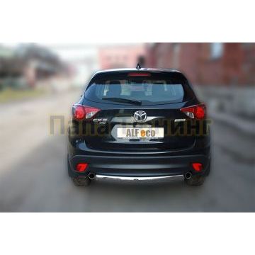 Защита заднего бампера овальная 75х42 мм ALFeco для Mazda CX-5 2011-2015