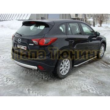 Защита заднего бампера овальная 75х42 мм ТСС для Mazda CX-5 2011-2015