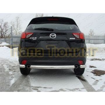 Защита заднего бампера овальная короткая 75х42 мм ТСС для Mazda CX-5 2011-2015