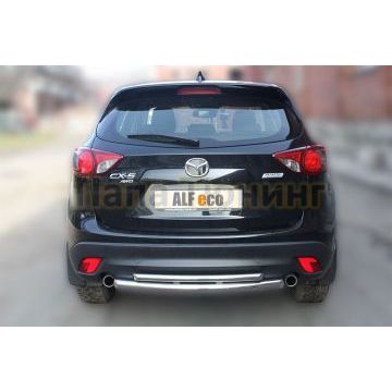Защита заднего бампера двойная 60-42 мм ALFeco для Mazda CX-5 2011-2015
