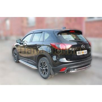 Защита заднего бампера двойная 60-42 мм ALFeco для Mazda CX-5 2011-2015