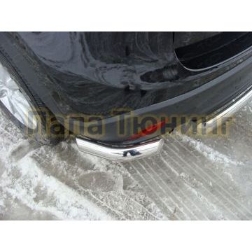 Защита заднего бампера уголки 75х42 мм ТСС для Mazda CX-5 2011-2015