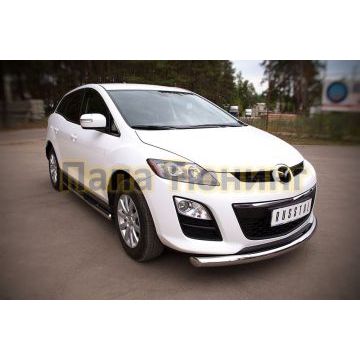 Пороги труба d76 с накладками вариант 3 РусСталь для Mazda CX-7 2010-2013