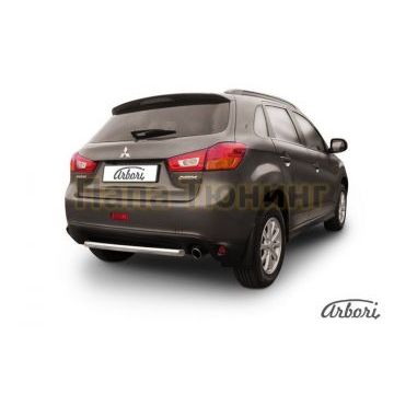 Защита заднего бампера короткая 57 мм Slitkoff для Mitsubishi ASX 2013-2016