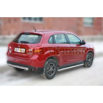 Защита заднего бампера овальная 75х42 мм ALFeco для Mitsubishi ASX 2013-2016