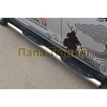 Пороги труба с накладками d76 вариант 2 РусСталь для Mitsubishi ASX 2013-2016