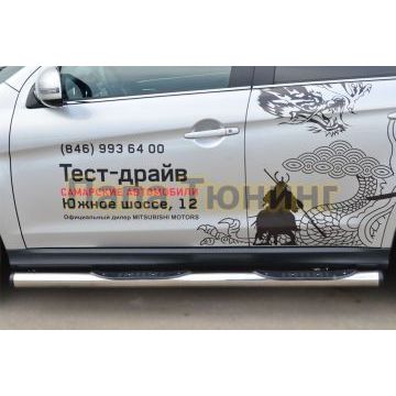 Пороги труба с накладками d76 вариант 2 РусСталь для Mitsubishi ASX 2013-2016