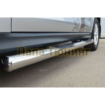 Пороги труба с накладками d76 вариант 3 РусСталь для Mitsubishi ASX 2013-2016