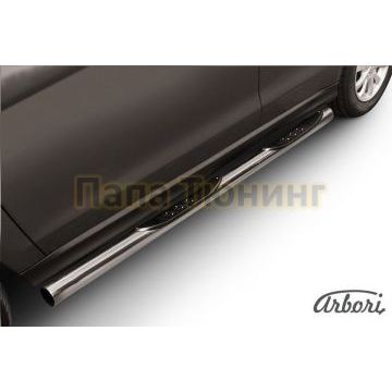 Пороги труба с накладками 76 мм Slitkoff для Mitsubishi ASX 2013-