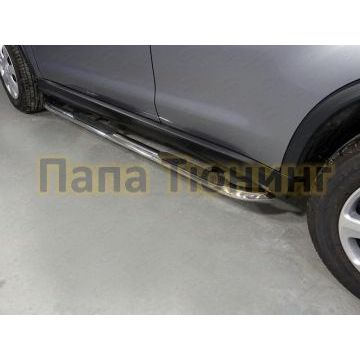 Пороги овальные гнутые с накладкой 75х42 мм ТСС для Mitsubishi ASX 2017-