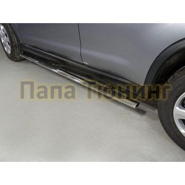 Пороги овальные с накладкой 75х42 мм ТСС для Mitsubishi ASX 2017-