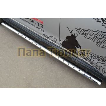 Пороги труба овальная с проступью 75х42 мм РусСталь для Mitsubishi ASX 2013-2016