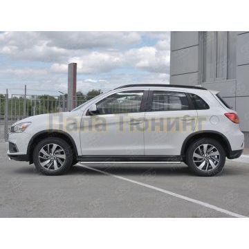 Пороги труба овальная с проступью 75х42 мм для Mitsubishi ASX 2017-2020