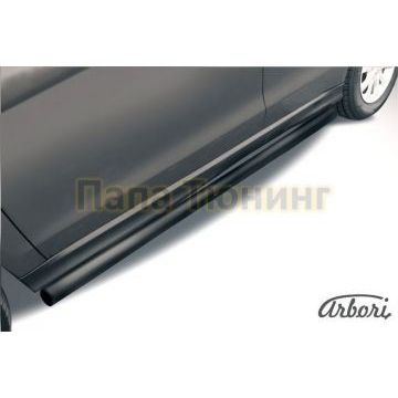 Защита штатных порогов чёрная сталь труба 57 мм Slitkoff для Mitsubishi ASX 2013-