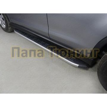 Пороги алюминиевые ТСС с накладкой серебристые для Mitsubishi ASX 2017-