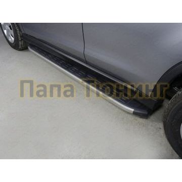 Пороги алюминиевые ТСС с накладкой серые для Mitsubishi ASX 2017-