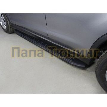 Пороги алюминиевые ТСС с накладкой чёрные для Mitsubishi ASX 2017-