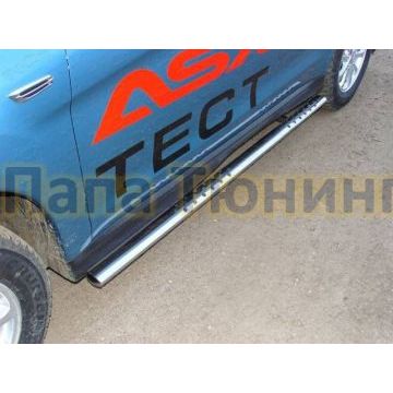 Пороги труба овальная с проступью 75х42 мм ТСС для Mitsubishi ASX 2013-2016