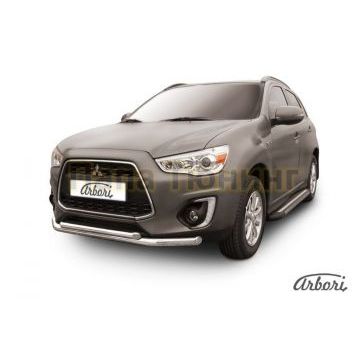 Защита передняя двойная 76-57 мм Slitkoff для Mitsubishi ASX 2013-2016