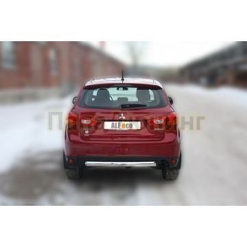 Защита заднего бампера овальная 75х42 мм ALFeco для Mitsubishi ASX 2013-2016