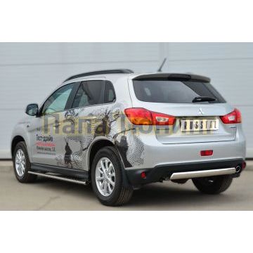 Защита заднего бампера овальная 75х42 мм РусСталь для Mitsubishi ASX 2013-2016