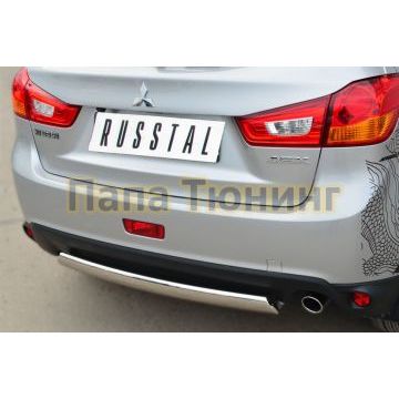 Защита заднего бампера овальная 75х42 мм РусСталь для Mitsubishi ASX 2013-2016