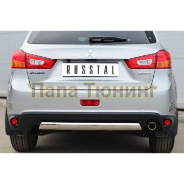Защита заднего бампера овальная 75х42 мм РусСталь для Mitsubishi ASX 2013-2016