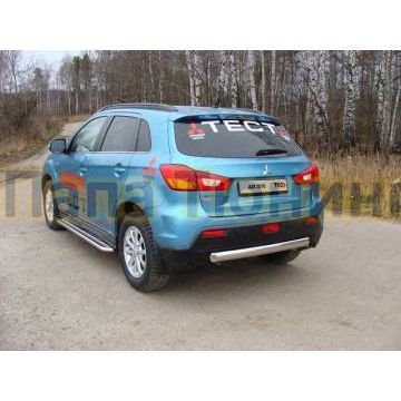 Защита заднего бампера овальная 75х42 мм ТСС для Mitsubishi ASX 2010-2016