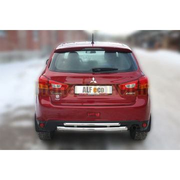 Защита заднего бампера двойная 60-42 мм ALFeco для Mitsubishi ASX 2013-2016