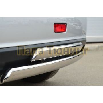 Защита заднего бампера овальная двойная 75х42 мм РусСталь для Mitsubishi ASX 2013-2016